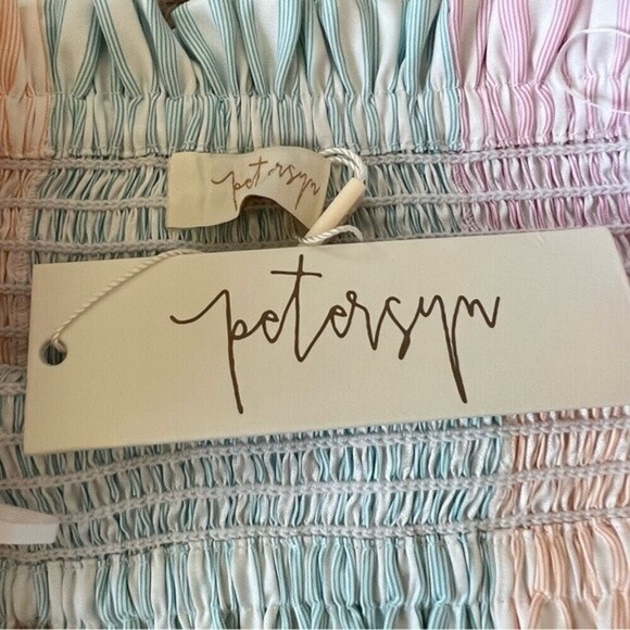 NWT Revolve X Petersyn Marianna Smocked Ruffle Tube Top In Tutti Color SZ XS - Picture 7 of 10